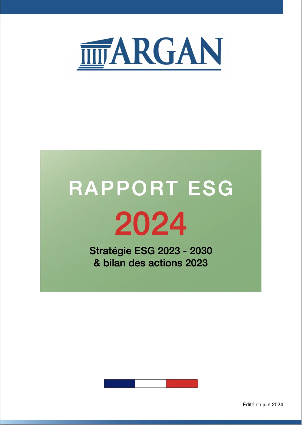 Rapport ESG 2024 - Couverture du pdf